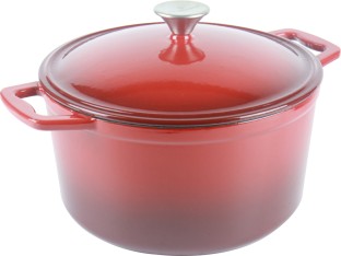 La Cocina 6QT 5.6-Litre Africa Red Enamel Round Cook and Serve Casserole