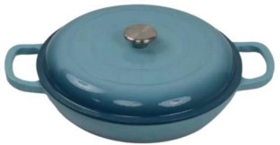 Generic Blue Cast Iron Casserole Pan Cook and Serve Casserole