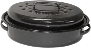 LKS LKS_ Enamel Oval Large (6L) Pack of 2 Cook and Serve Casserole Set