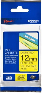 Brother TZE-631 Black on Yellow 12mm Laminated Labeling Hand-held Adhesive Tape (Manual)