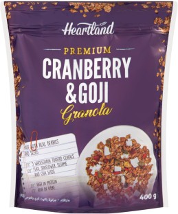 Heartland Premium Cranberry & Goji Granola. Pouch