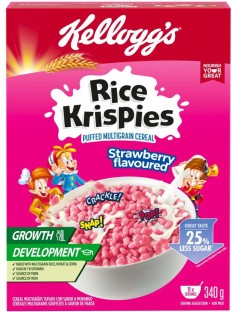 Kellogg's Rice Krispies Puffed Multigrain Cereal Strawberry Box