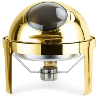 Premium Round Chafing Dish Buffet Set Food-Grade Stainless Steel Catering Food Warmer with Visible Lid 110 l Single Pan