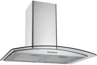 60cm Curved Glass Extractor - Stainless Steel with Led Lighting Wall Mounted Extractor