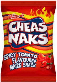 Willards Cheas Naks Spicy Tomato Flavoured Snack Puffcorn