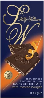 Sally Williams Zesty Orange Flavoured Belgian Dark Chocolate with Roasted Nougat Dark Chocolate Slabs