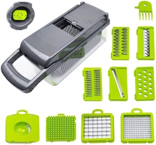 Elcto_World Green Vegetable & Fruit Plastic Stainless Steel Chopper