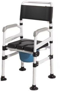 TMED Adjustable Bedside Commode Chair Stainless Frame Grey Seat Pan Black/Silver Commode Chair