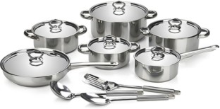 condere Stainless Steel 15 Piece Cookware Set Non-Stick Coated Stainless Steel Cookware Set