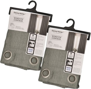 Danny Home Window Curtain, Energy Efficient, Noise Reducing, Grey, Set of 2 Blackout (260 cm x 130 cm) Satin Curtain