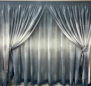 PRI Collection Tree Curtain Room Darkening (500 cm x 240 cm) Polyester Curtain