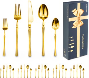 Topika Cutlery Set Stainless Steel Flatware with Gift Box, Classic Lines Stainless Steel Cutlery Set