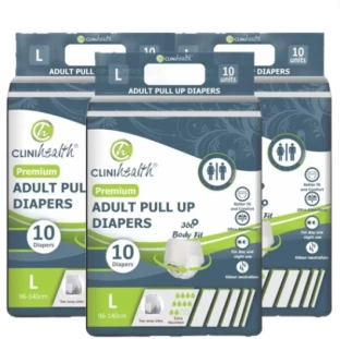 Clini Health 3 x Adult Pull Up Diapers Large Pant Diapers - L