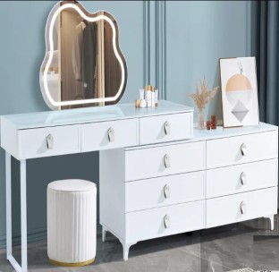 Dressing Tables Dressing Table With Led Mirror Modern Dresser For Bedroom Rock Plate Top Solid Wood Dressing Table