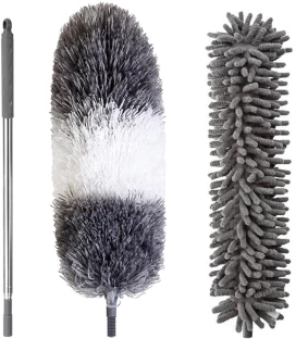 Heartdeco Extendable Bendable Long Arm Microfiber Chenille Duster Set Wet and Dry Duster Set