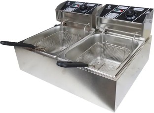 SpSp 5L+5L Double Commercial Electric Deep Fryer Stainless Cookware Silver 10 L Electric Deep Fryer