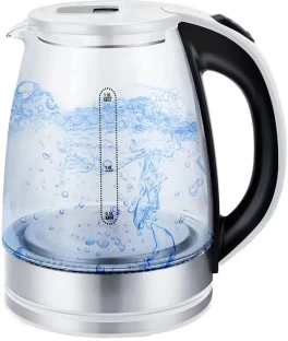 condere 2.0L Glass Kettle with Fast Heating, Auto Shut-Off& Boil Dry-White Electric Kettle