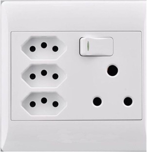 Electricmate Socket 4X4 3Xeuro+16A White 16 A M Socket