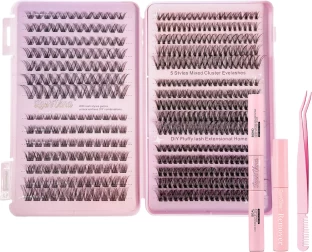 Nailtion Lash Extension Cluster Kit - 482 Pcs With Bond, Seal, Remover & Tweezers - Five Style 482Pcs - Women, Unisex, Girls 10 g