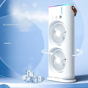 SA TRADE Portable Rechargeable Air Cooling Three-hole Spray Fan A Table Fan