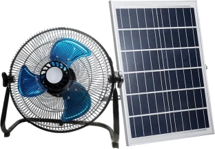 joburgdeals 12" Rechargeable Solar Fan 10W Solar Panel 12W 9V 3 Speed Oscillatiing Fan A Table Fan