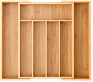 ICOOL HOME Bamboo Flatware Organizer