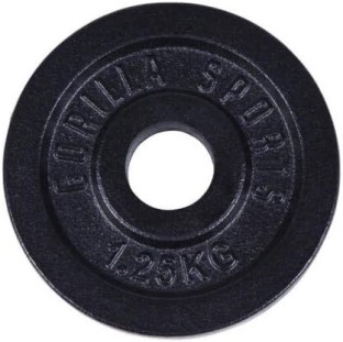 Gorilla Sports Cast Iron Weight Plate 1.25kg Black for 30mm Barbell Black Weight Plate