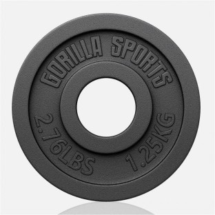 Gorilla Sports Olympic Cast Iron Weight Plate 50mm - 1.25kg Black Weight Plate