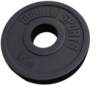Gorilla Sports Olympic Vinyl Weight Plate 50mm 1.25kg Black Weight Plate