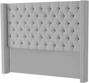 Dreamy Comfort Henna Velvet Wingback Headboard- King- Grey Bed Frame