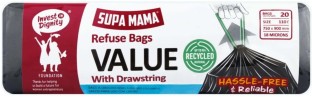 Supa Mama Refuse Bag Value with drawstring 750 x 900 mm Jumbo 20 L Garbage Bag