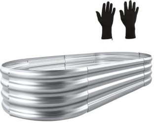 Cart in Mart Galvanised Metal Raised Bed Vegetable Planter Box For Outdoor Garden- Large Garden Tool Kit