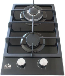 Alva 30cm Hob | Black Glass Top | Electronic Ignition | LPGSA Certified | 12 Month Warranty Stainless Steel Manual Gas Stove