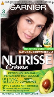 Garnier Nutrisse Creme 3 Darkest Brown , Brown