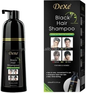 DEXE Black Hair Dye Shampoo, Semi-Permanent Hair Color,Instant Hair Dye Black