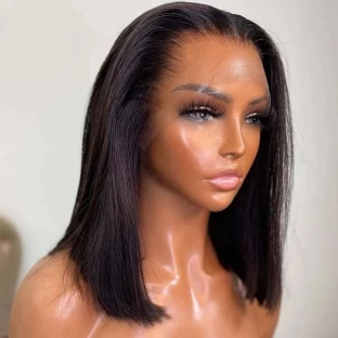 Golden Perfect Brazilian Frontal Straight Bob Hair Wig