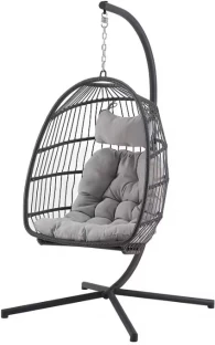 MHC Modern rattan hanging egg swing chair with bracket Polyresin Hammock