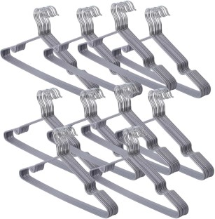 Wobuciko Clothes Hangers, Grey, Non-Slip, Pack of 100, Standard Size Steel Pack of 100 Hangers For  Dress