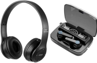 P47 Wireless Headphones with M19 EARBUDS COMBO Bluetooth Headset