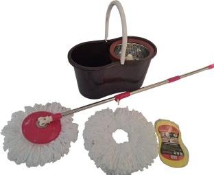 SPINNING MOP WIth Expanding Sponge & 2 X Mop Heads Home  Mop