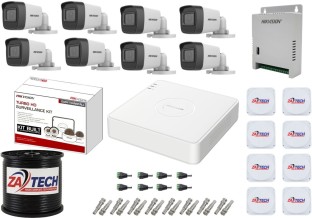 HIKVISION 8CH CCTV Kit With RG59 Cable Roll, Junction Boxes Outdoor Security Camera with Analog Connectivity