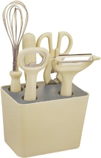 jozi trade Kitchen Tools Cooking Utensils - 6-Piece Stainless Steel Utensil Holder Kitchen Tool Set
