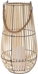 Excellent Houseware Boho Beige Wooden Hanging Lantern