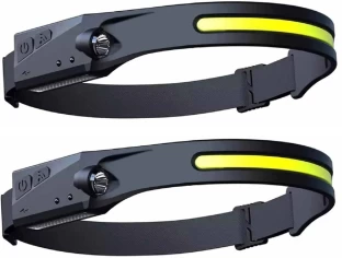 Headlamp Multi-function LED Rechargeable Head Lamp - Black - Set of 2 LED Headlamp