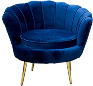 QQ Tulip Velvet Single Seater Couch Blue Foam Living Room Chair