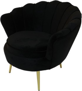 QQ Tulip Velvet Single Seater Couch Black Foam Living Room Chair