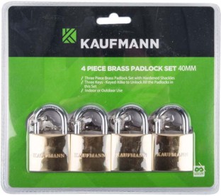 Kaufmann Hardware Brass Lock Set 4 Pc 40mm Padlock