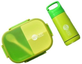 Heylife BPA free 3 Compartment Lunch Box Set And A Bottle Lunch Box
