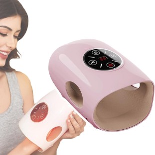 Fariedl Hand massager, 3 modes, 5 intensities, with heat and pressure function, suitable for finger and palm massage (pink) Compression Massager