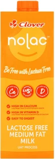 Clover Nolac Lactose Free Medium Fat, Milk Flavour
